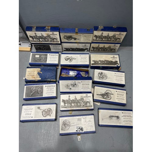 206 - 18 Hinchliffe boxed military figures + equipment