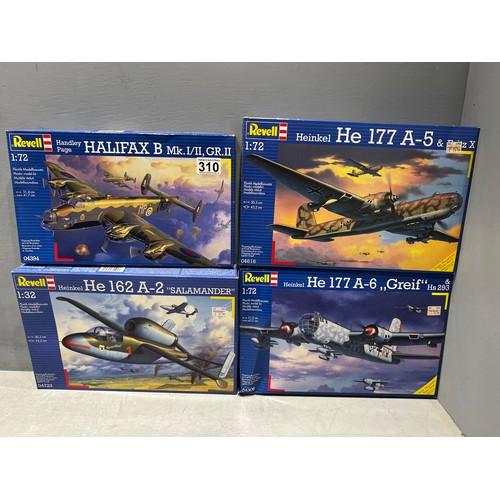 310 - 4x Revell plane models inc halifax B, greif, salamander