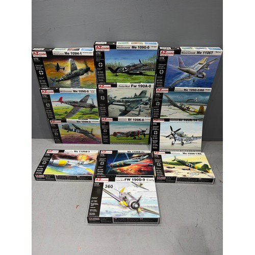 13x A.z Model Kits, Assorted Fighter Planes