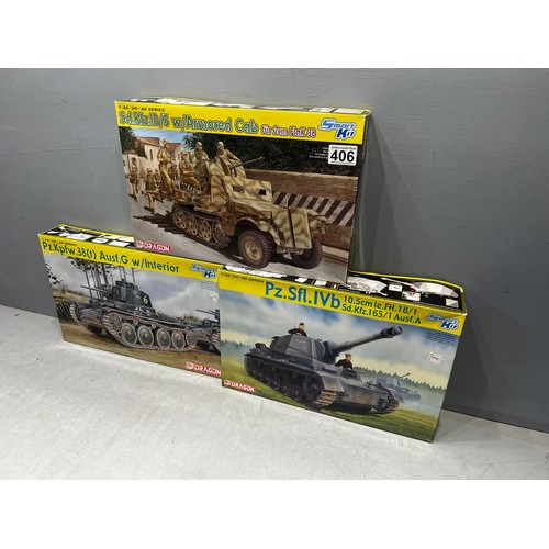 406 - 3 Dragon boxed tank model kits