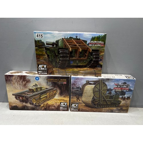 3 ARV club boxed model kits Churchill snake launcher, carpet layer, MK ...