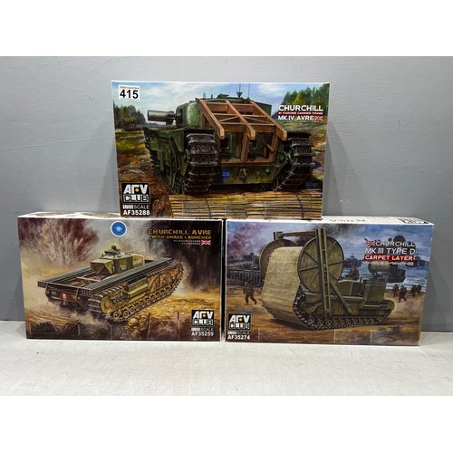 3 ARV club boxed model kits Churchill snake launcher, carpet layer, MK ...