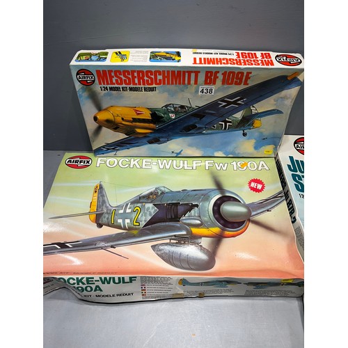 438 - 3x Vintage airfix models inc focke wulf, junkers ju 87B-2 & messerschmitt BF109E