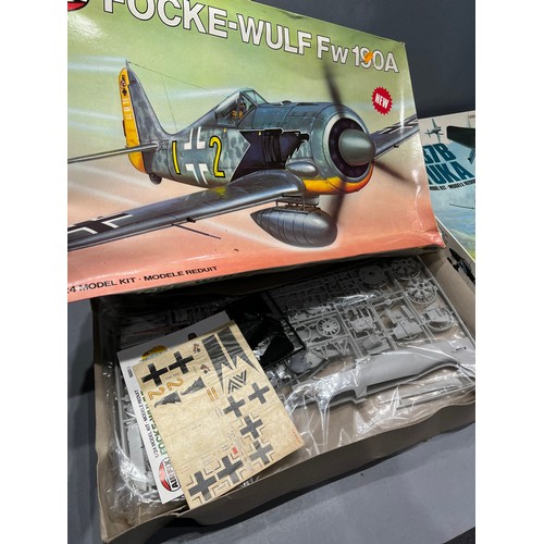 438 - 3x Vintage airfix models inc focke wulf, junkers ju 87B-2 & messerschmitt BF109E