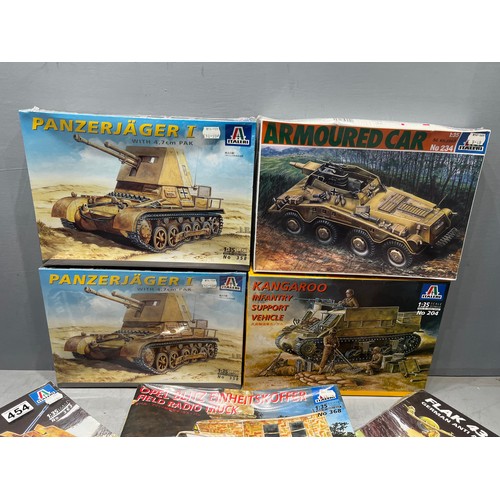 454 - 7x Italeri models 'inc', 2 tanks, 2x armared vehicles, 1 truck & 2x flak 43 AA guns