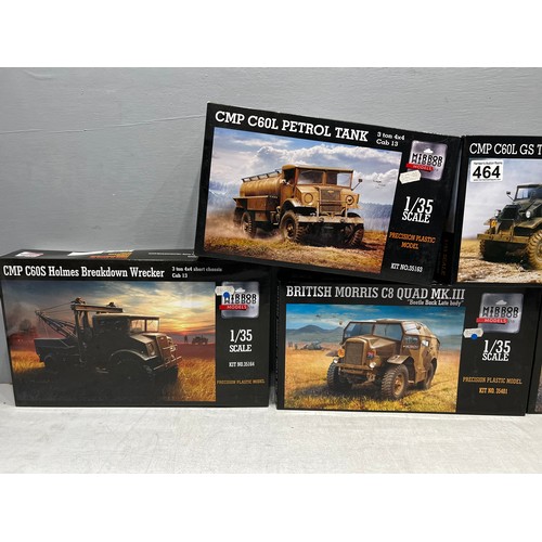 464 - 4x Mirror models inc, British Morris c8 quad, cmp wrecks, cmp petrol tank + truck with windn