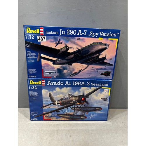 487 - 2x Revell planes including -arado ar 196A-3 sea plane and junker