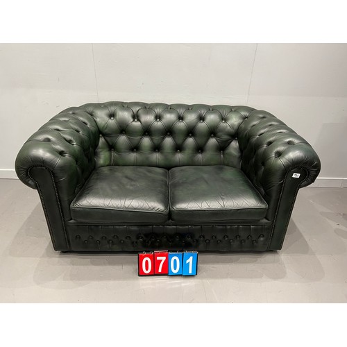 701 - Leather chesterfield 2 seater club sofa good quality leather