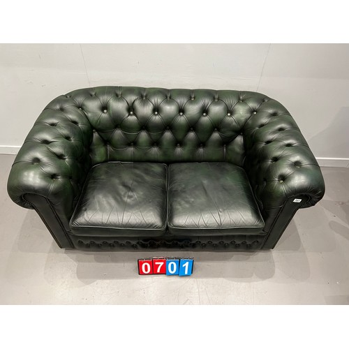 701 - Leather chesterfield 2 seater club sofa good quality leather