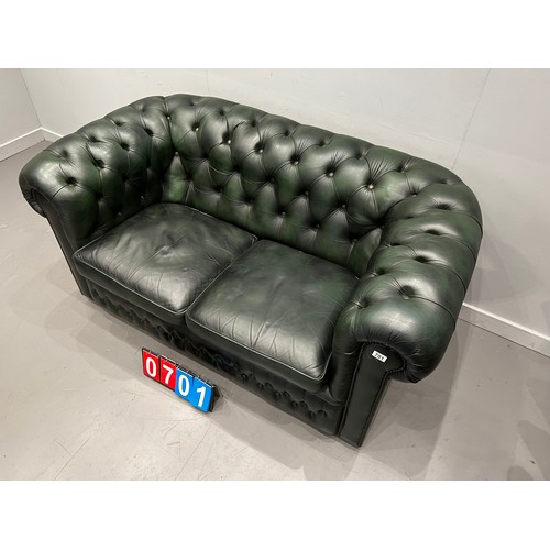 701 - Leather chesterfield 2 seater club sofa good quality leather