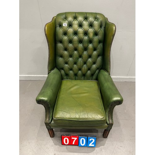 702 - 20th century leather wing back chair library chair