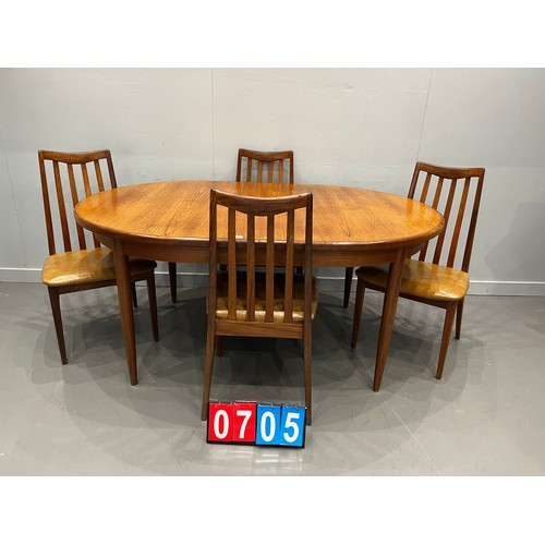 705 - G-plan fresco mid century dining table + 4 chairs