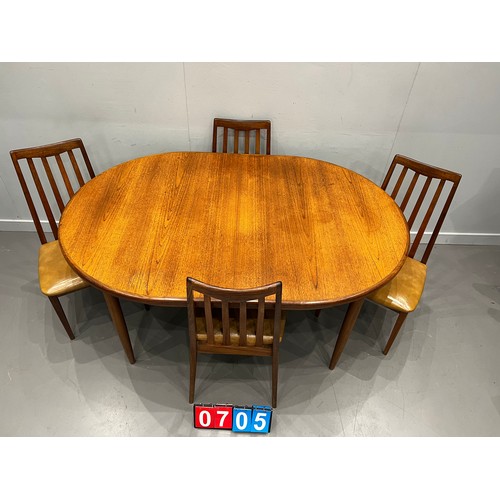 705 - G-plan fresco mid century dining table + 4 chairs