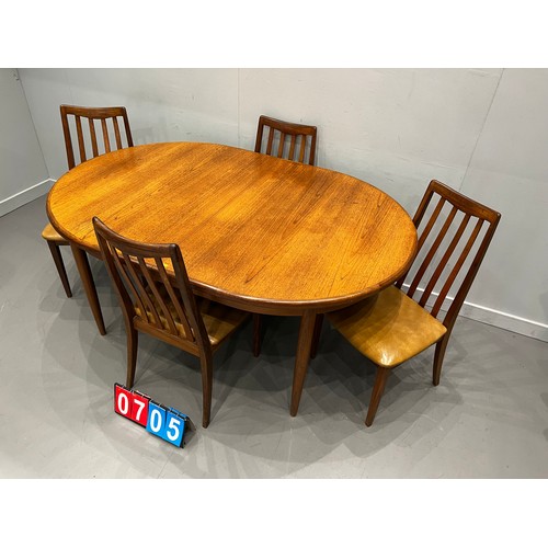 705 - G-plan fresco mid century dining table + 4 chairs