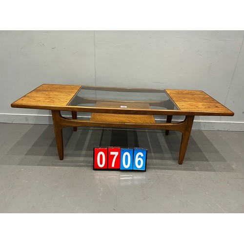 706 - G-plan fresco mid century glass top coffee table