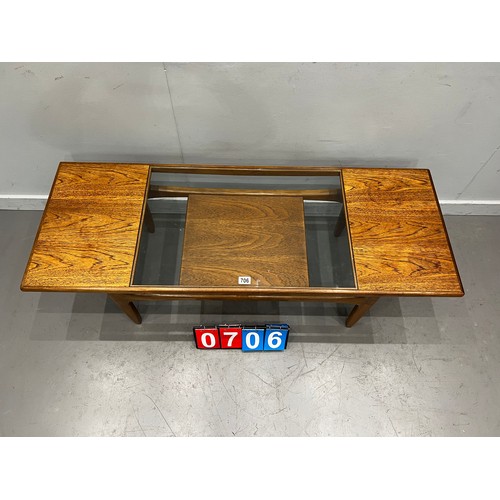 706 - G-plan fresco mid century glass top coffee table