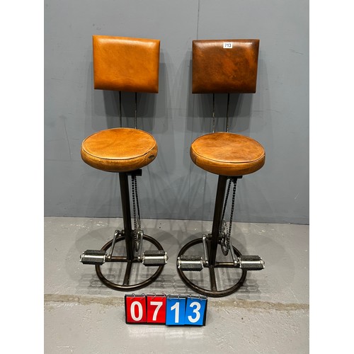 713 - Pair of industrial bar stools