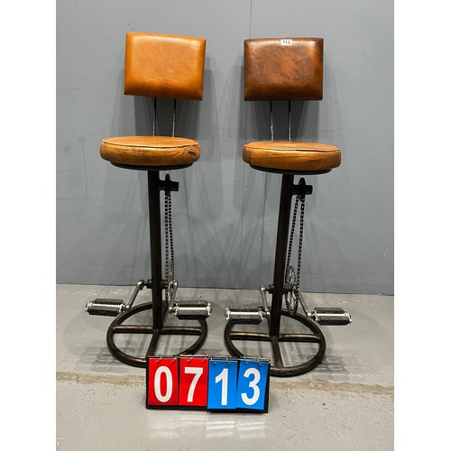 713 - Pair of industrial bar stools