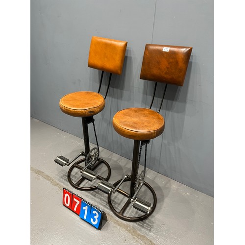 713 - Pair of industrial bar stools