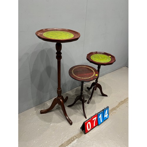 714 - 3 Tripod mahogany tables