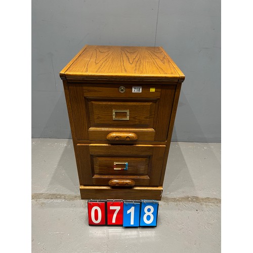 718 - Golden oak 2 drawer filer