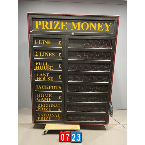 723 - Bingo sign 'Prize Money' large approx 6ft x 3ft