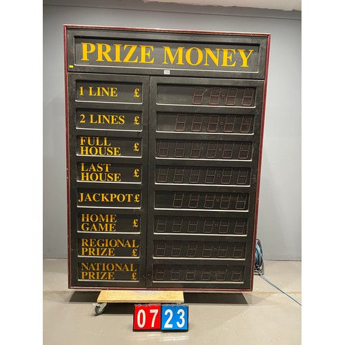 723 - Bingo sign 'Prize Money' large approx 6ft x 3ft