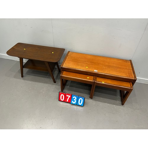 730 - Teak nest of tables + retro table