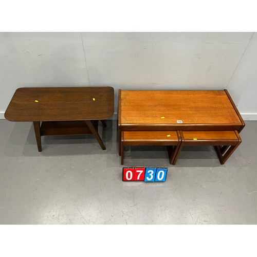 730 - Teak nest of tables + retro table