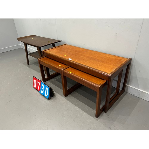 730 - Teak nest of tables + retro table