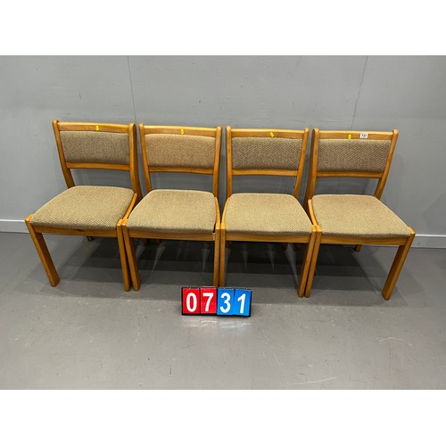 731 - Set of 4 retro chairs not fire proof for recovering