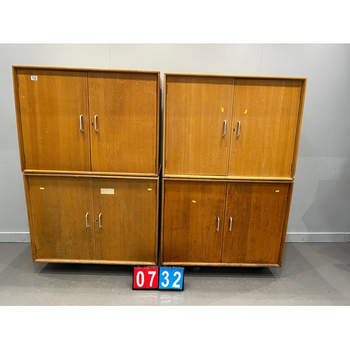 732 - 4 Vintage school cupboards