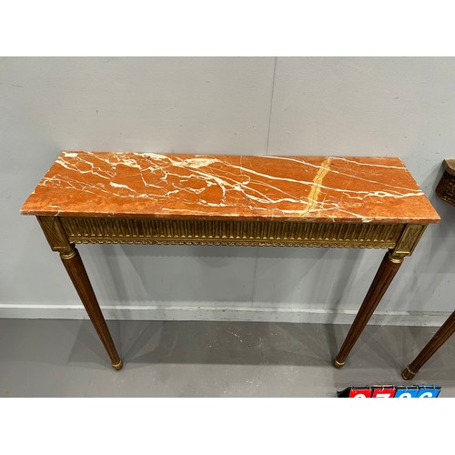 736 - Marble top console table + console table (marble broke on one)