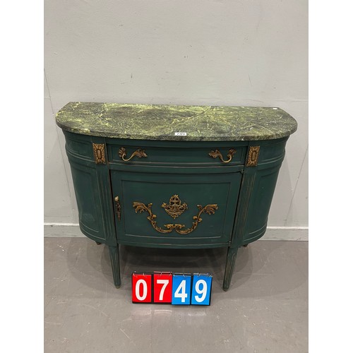 749 - French marble top cocktail cabinet with gilt mounts