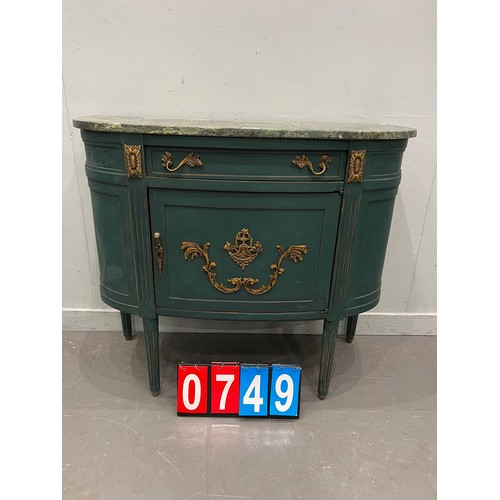 749 - French marble top cocktail cabinet with gilt mounts