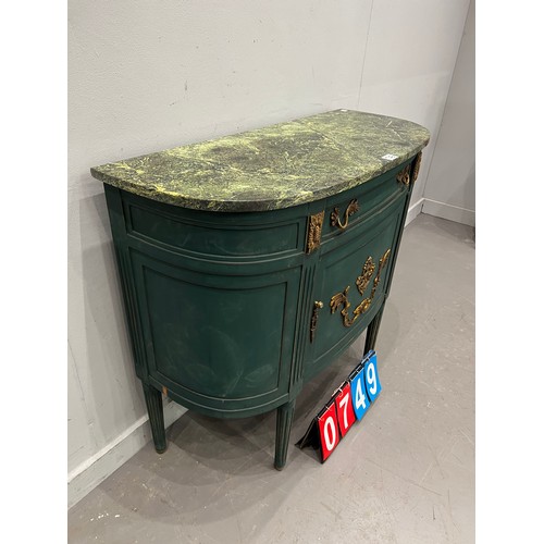 749 - French marble top cocktail cabinet with gilt mounts