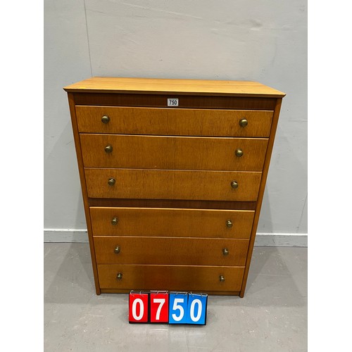 750 - Mid century chest of 6 drawers