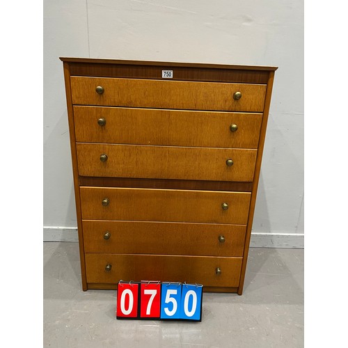 750 - Mid century chest of 6 drawers