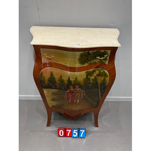 757 - French marble top vernice martin style cocktail cabinet /cupboard