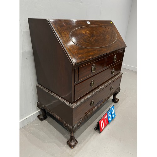 759 - superb quality bureau on ball & claw feet early 20thC