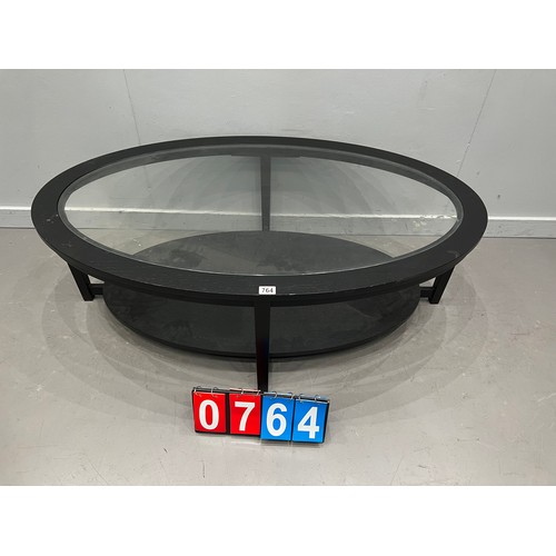 764 - Black glass top coffee table good size