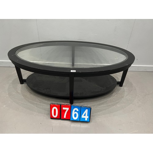 764 - Black glass top coffee table good size