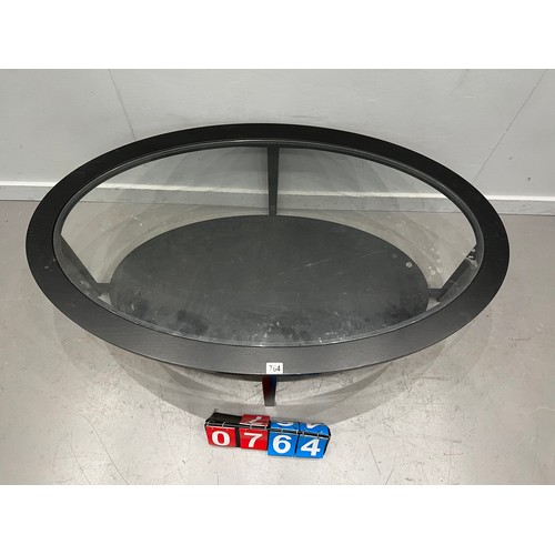 764 - Black glass top coffee table good size