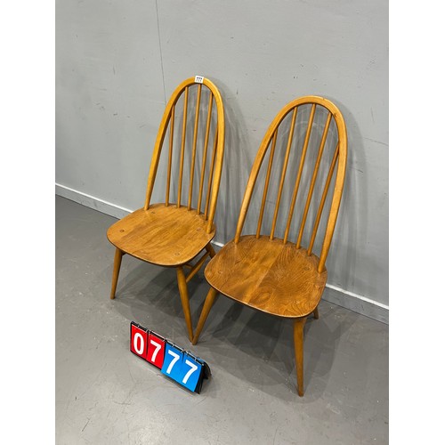 777 - Ercol Quaker chairs x2 blonde