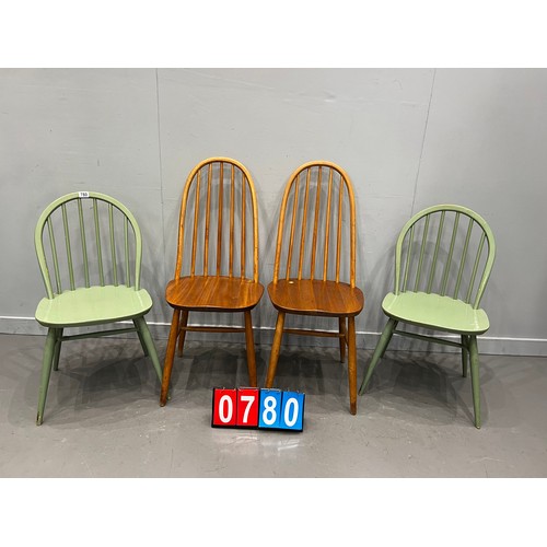 780 - 2x Painted ercol chairs  + 2 ercol style chairs