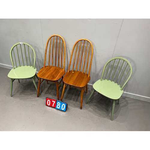 780 - 2x Painted ercol chairs  + 2 ercol style chairs