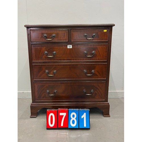 781 - Regency style mahogany 2 over 3 chest of drawers