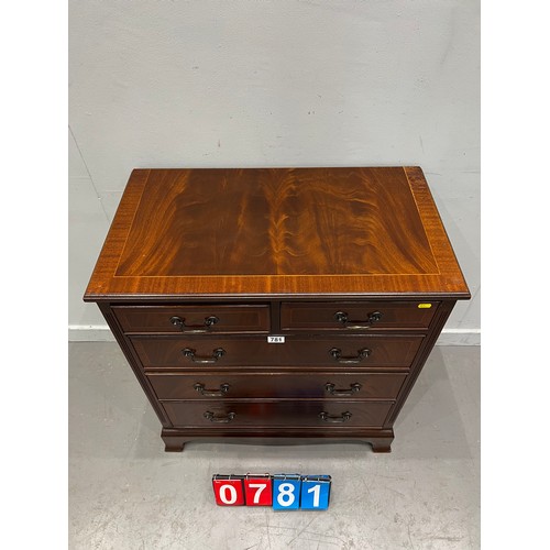 781 - Regency style mahogany 2 over 3 chest of drawers