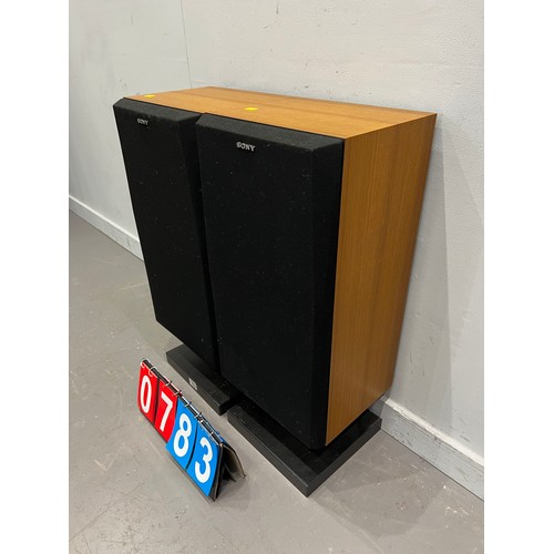 783 - Pair of teak Sony speakers mid century vibe