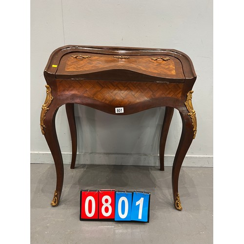 801 - French inlaid ladies desk with gilt ormolu mounts